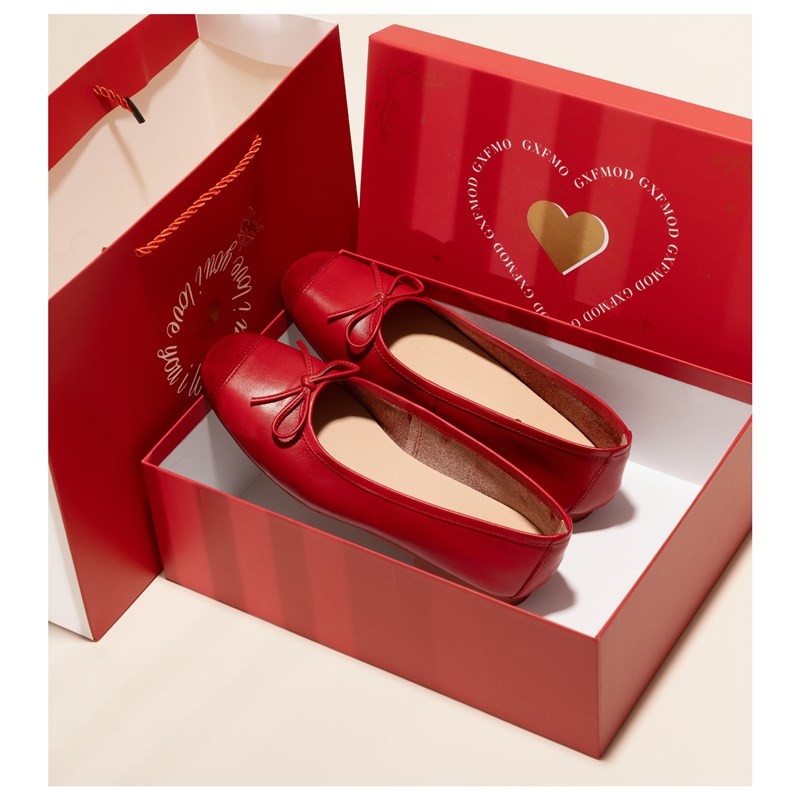 GXFMOD新款质感m牛皮红色婚鞋复古新娘鞋2025平底鞋时尚单鞋女