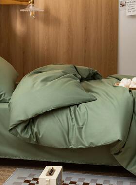 IYR7纯棉学生宿舍1m全棉床笠三件套0.9米上下铺单人床军绿色被套