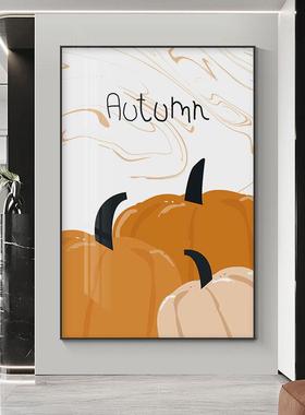 北欧创意现代简约可爱温馨儿童房装饰画天鹅南瓜橙色版画卧室挂画