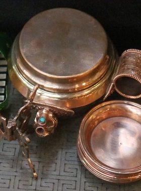 佛具尼泊尔水陆供七支供朵玛盘纯铜水财神修法朵玛壶多用碟支架