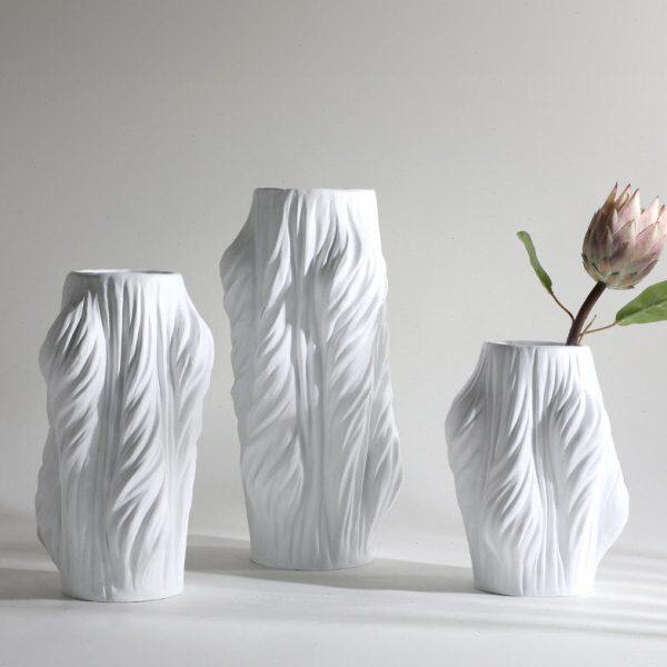 现代简约创意白色树脂花瓶摆设极简家居新房装饰插干花花器摆件