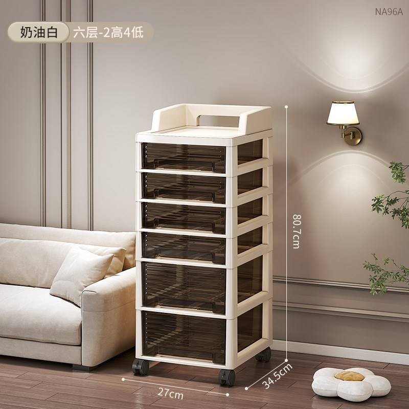 化妆室收纳柜抽屉式浴p室洗手间收纳柜多层落地小推车置物架防水