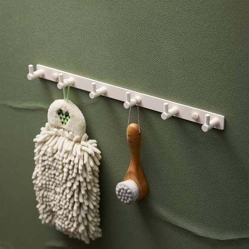 奶油风全铜卫生间挂衣钩玄关进门实心排钩免打孔壁挂式挂钩衣帽钩