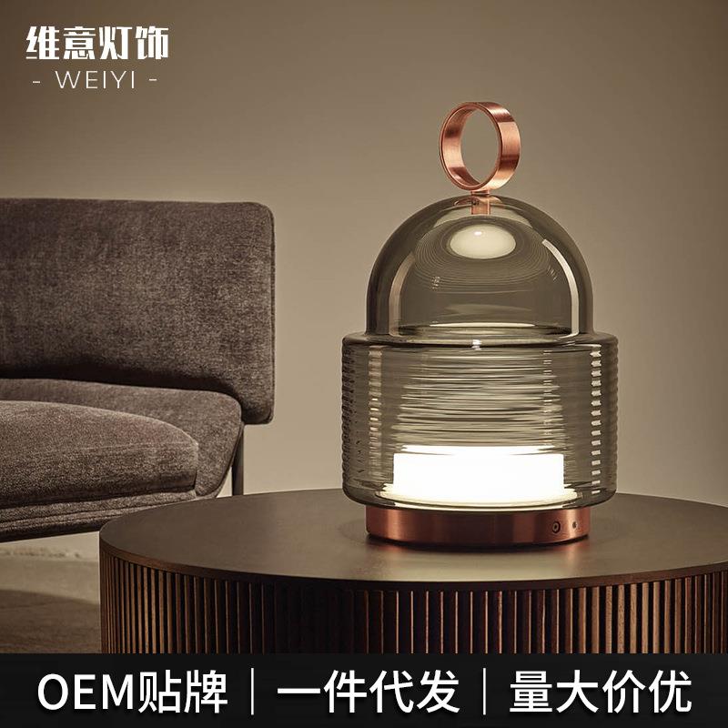 现代简约轻奢装饰玻璃北欧设计师台灯样板房客厅LED卧室床头台灯