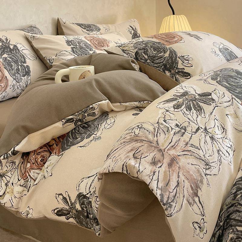 秋冬季新款磨毛印花床品四件套学生宿舍三件套床单款加厚床上用品