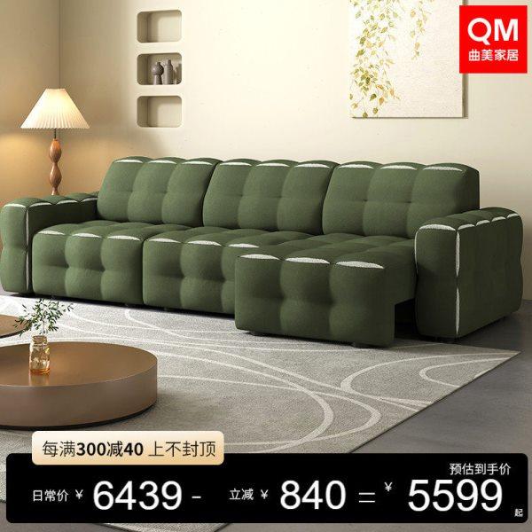 曲美现代简约伸缩布艺功能客厅直排可调节两用折叠泡芙电动沙发床,住宅家具,布艺沙发,淘宝优惠券,粉丝福利购,淘宝优惠卷