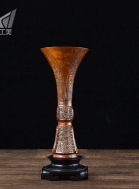 云南斑铜直销店 家居工艺品 古酒束腰觚 客厅书房办公场所铜工艺