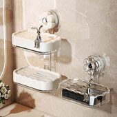 吸盘肥皂盒壁挂式 香皂盒置物架免打孔家用浴室沥水双层卫生间收纳