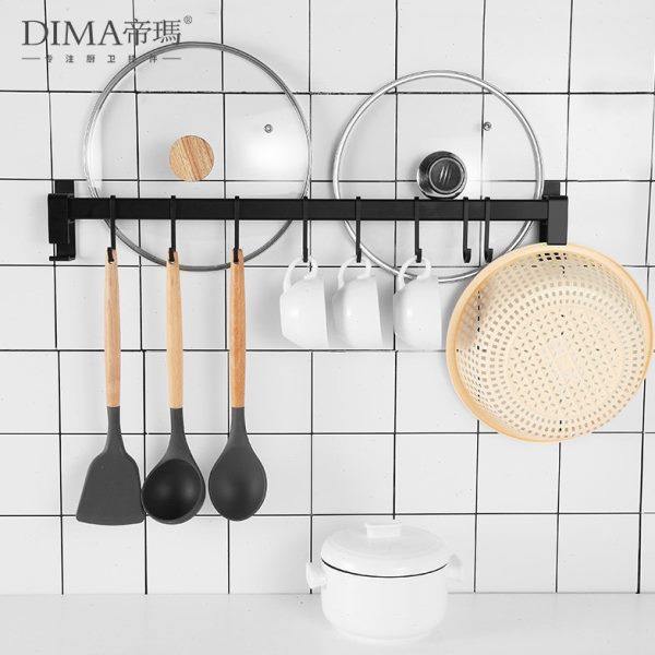 免打孔厨房挂架挂杆排钩挂钩壁挂式多功能免钉勺子铲子收纳置物架