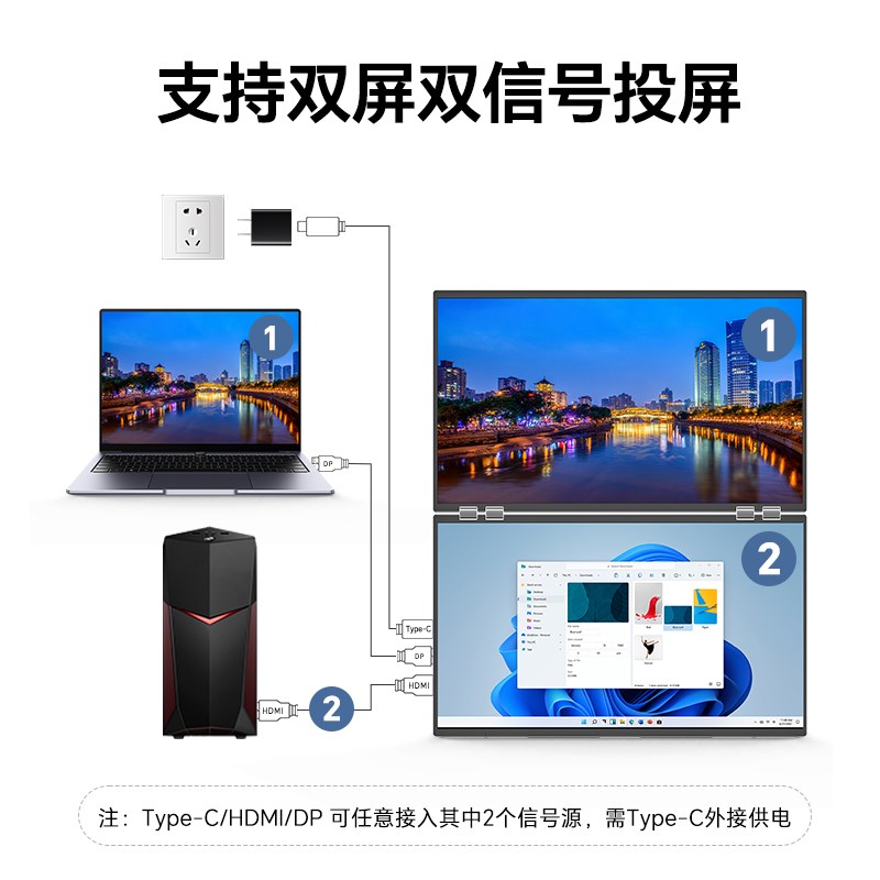 雕塑家23.8英寸双屏4K显示器高刷笔记本电脑副屏办公炒股外接屏