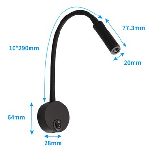 2023室内床头板阅读灯软管灯鹅颈管灯3W阅读壁灯硬接线