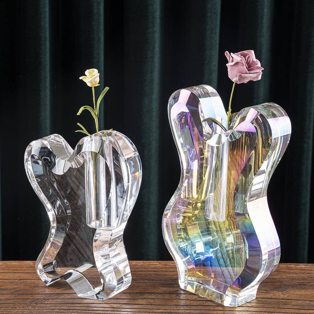 新式东南亚几何型水晶花瓶花器室内软装设计饰品摆件装潢用品