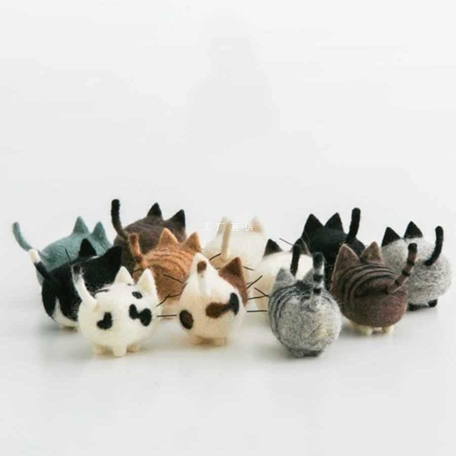 A5L羊毛毡成品柯基巴哥泰迪猫狗纯手工毛绒玩偶暹罗橘猫车载摆件