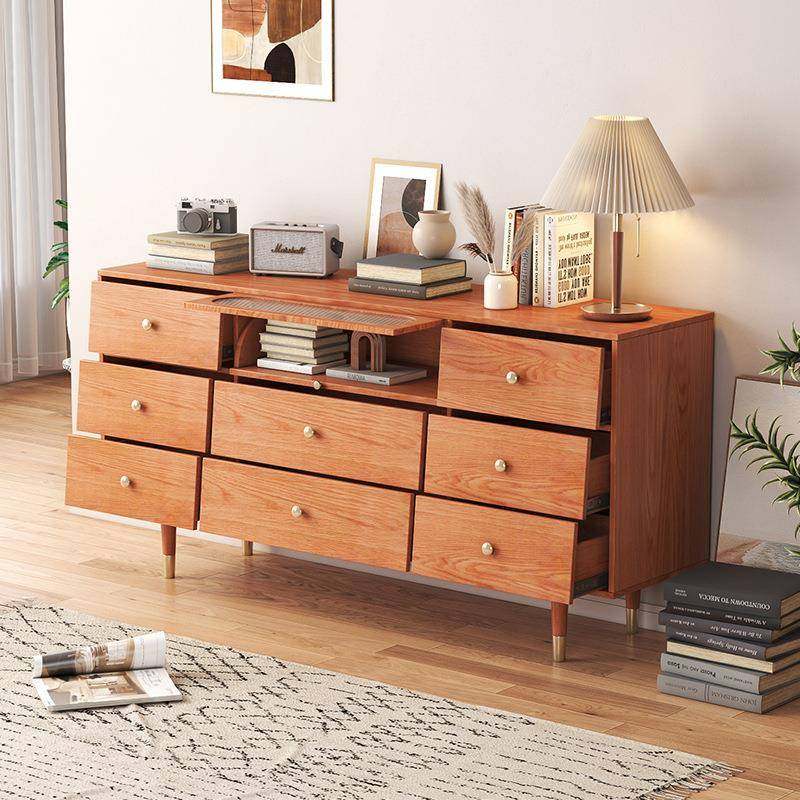 严选日式实木五斗柜简约现代卧室创意翻门九斗柜收纳柜客厅储物柜