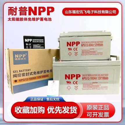 NPP耐普胶体太阳能铅酸蓄电池NPG12V100AH应急储能12V150AH免维护