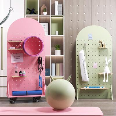 7K洞洞板实木定制健身瑜伽器材收纳架家用角落立式落地可移动置