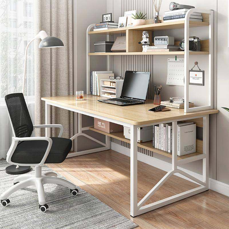 电脑桌台式书桌书架一体桌简约卧室学生学习写字桌子家用办公桌