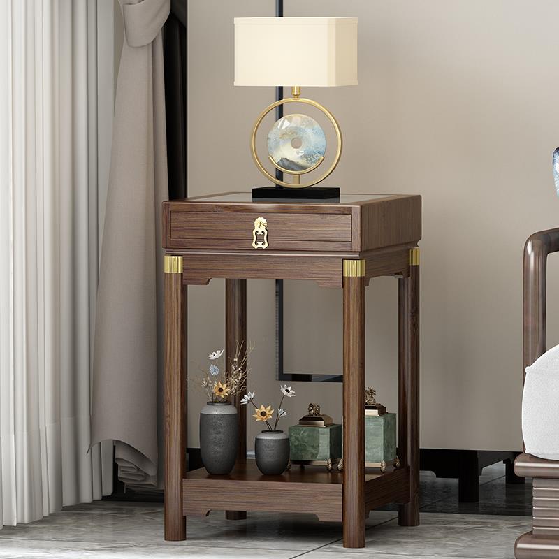 W6边几轻奢客厅沙发小茶几卧室床头中式非实木边柜复古桌子方几角