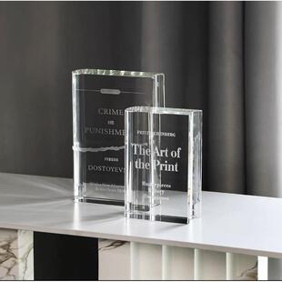 现代极简欧式 轻奢透明水晶书块摆件书房卧室样板间售楼处桌面饰品