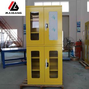 麦冈双层经济型多功能透明亚克力门工具柜黄色对开门带锁储物柜