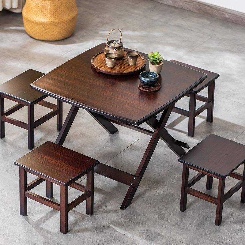 楠竹户外折叠桌家用小户型吃饭桌子实木简易便携式夜市摆摊桌小方