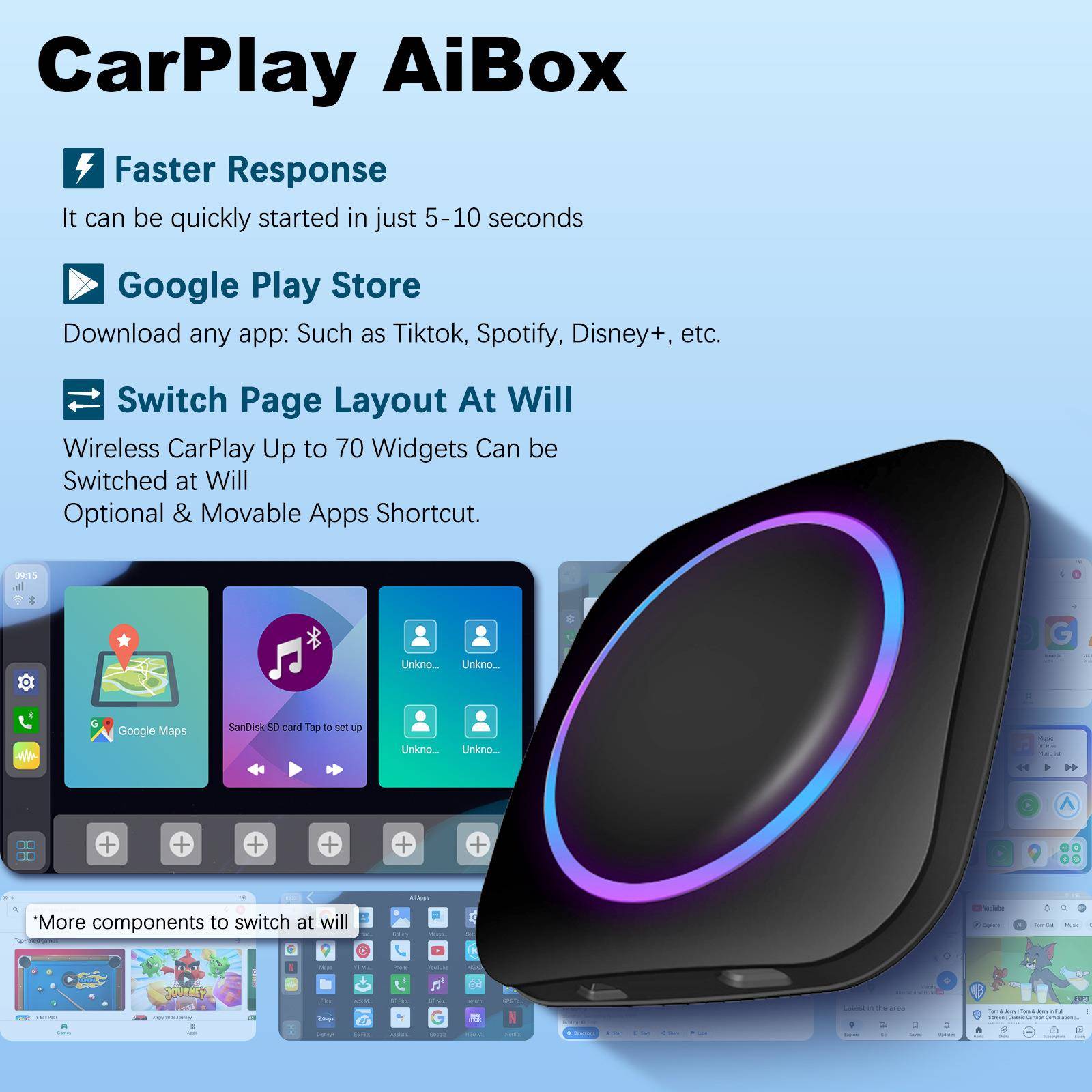 iHeylinkit热销品无线CarPlay高通安卓盒子Android13八核稳定版