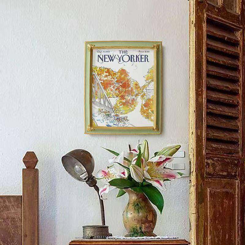 法式卧室壁画城市风景复古绿装饰画欧式轻奢客厅餐厅挂画小框画