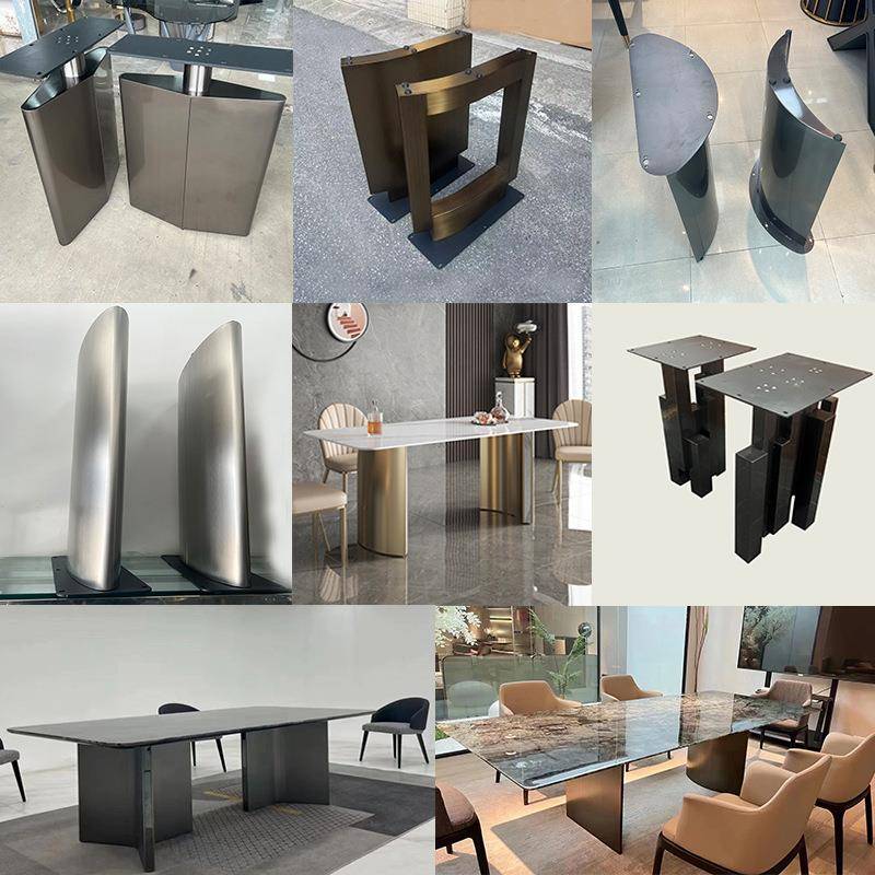 9ZRT不锈钢餐台脚岩板桌脚桌子腿金属支架底座大理石餐桌腿灰架子