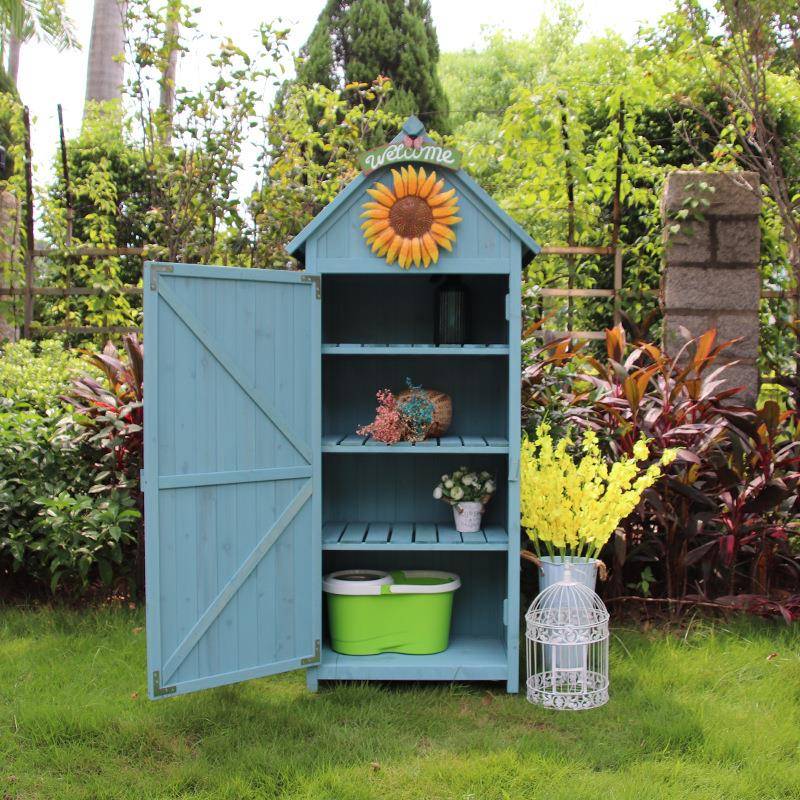 7YX户外收纳柜防腐木现代防水储物房花园阳台庭院工具箱杂物