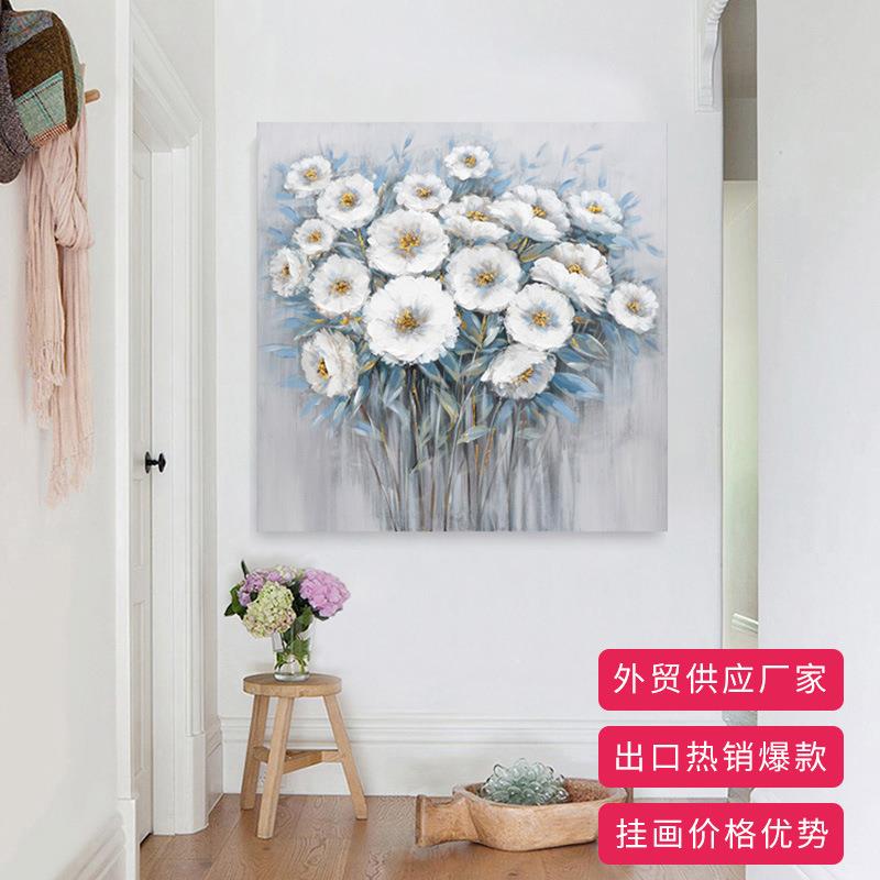 客厅大幅挂画肌理油画沙发背景手绘轻奢画玄关装饰画现代简约风