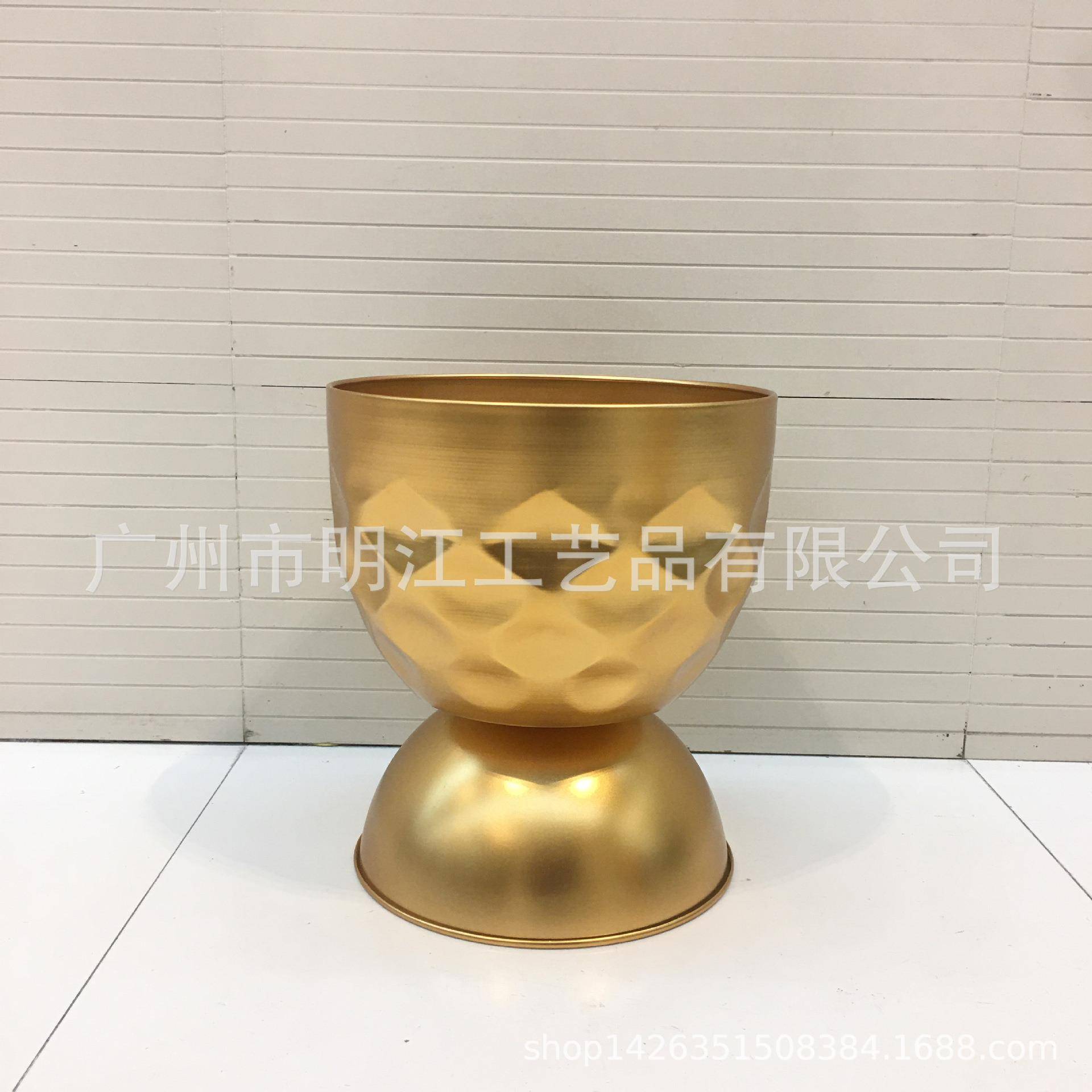 金属简约欧式台面花器铁艺摆件样板房客厅玄关仿真花器皿花架