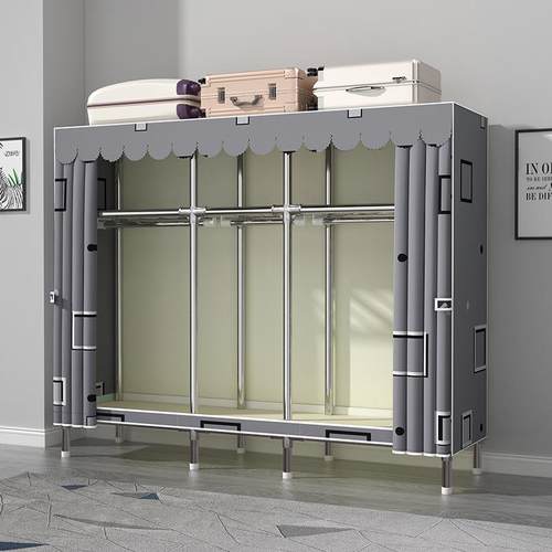 家用布衣柜家用卧室组装收纳柜钢管加粗加固衣橱挂衣柜