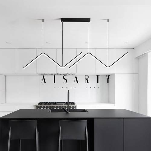 餐厅吊灯现代简约大气几何吧台灯北欧长条led餐桌灯具