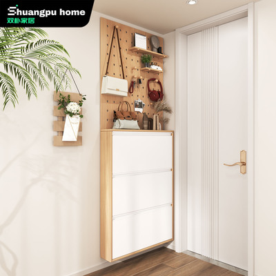 实木翻斗式鞋柜家用门口