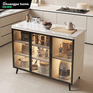 岩板厨房置物柜多功能切菜桌操作台多层餐边柜储物柜可移动小岛台