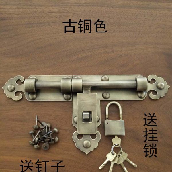 包邮中式纯铜加厚大门插销老式木门锁花园庭院门闩仿古门扣铜门栓