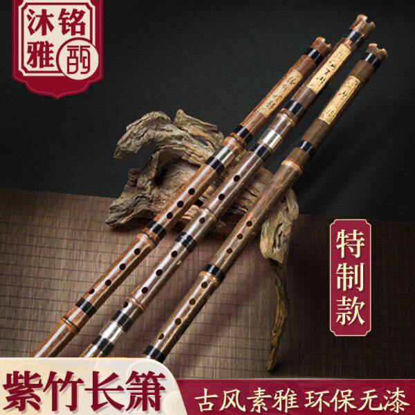 专业萧乐器紫竹洞箫高档演奏级短笛初学入门六八孔f调G玉古风长潇