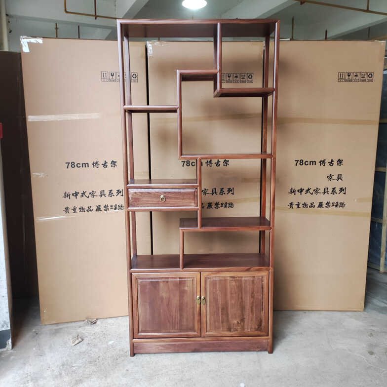 新中式实木博古架书架茶架子禅意客厅多宝阁茶叶展示柜摆件置物架