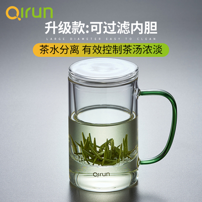 玻璃杯带把带盖水杯1000ML大容量杯子茶杯男女泡茶杯啤Y酒杯喝水