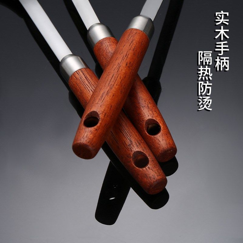 304不锈钢硅胶木柄 耐高温汤勺锅铲煎铲漏勺烹饪V勺铲四件套家用