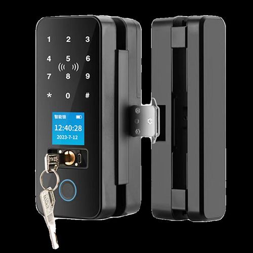 玻璃门指纹锁免开孔办公室u密码有框无框单门双门双开电子智能门