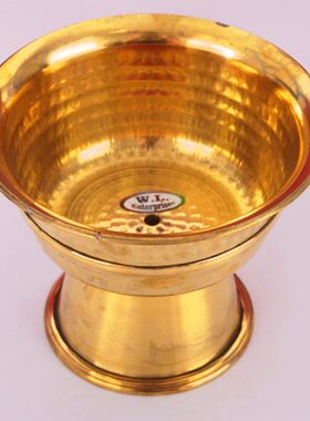 尼泊尔纯黄铜酥油手工灯座家用蜡烛台底座供奉长明摆件酥油大容量