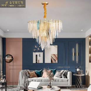 美式轻奢客厅餐厅灯后现代卧室设计师样板间北欧创意玻璃片吊灯具