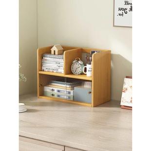 桌上书架小型多层置物架子客厅书桌收纳简易实木书柜宿舍办公室用