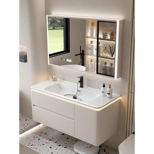 A9L新款 奶油风圆角浴室柜组合陶瓷一体盆卫生间洗手脸盆轻奢洗漱