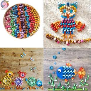 榉木彩虹小可爱拼图拼画幼儿园儿童木制玩具男女孩积木早教益智