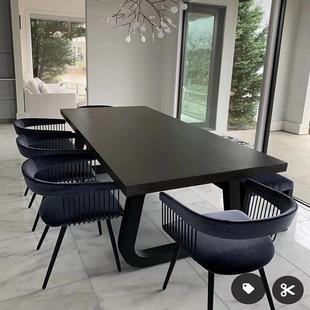 loft设计师办公桌实木餐桌大板桌简约复古会议长条桌工作台洽谈桌