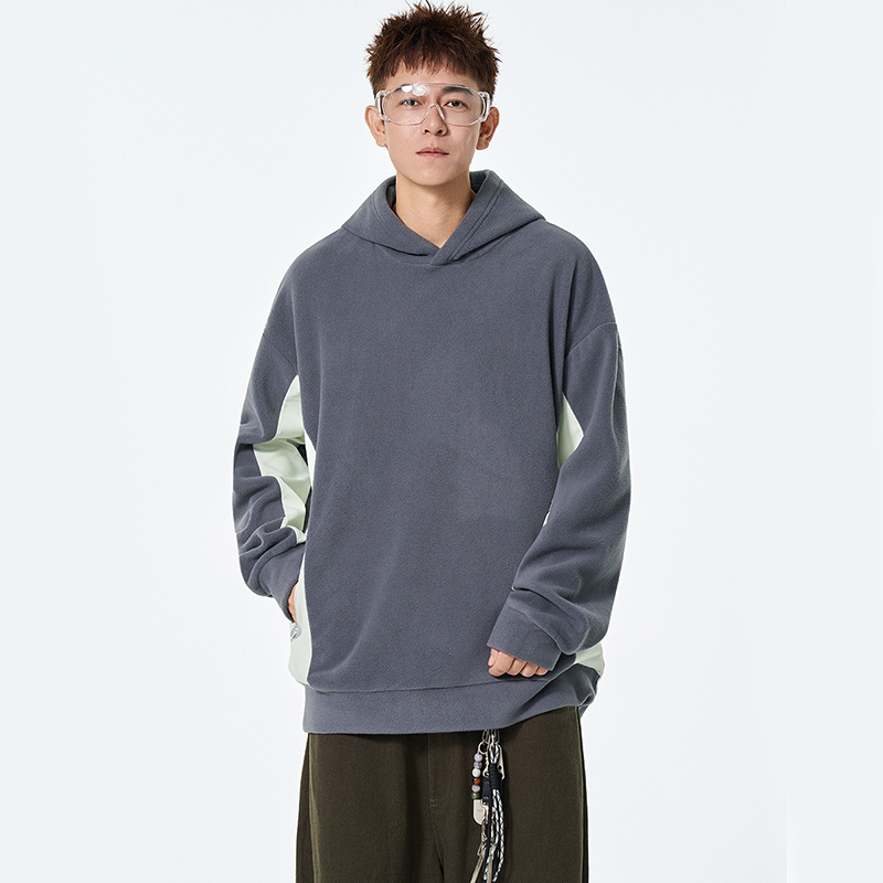 潮牌解构分割撞色连帽卫衣男秋季宽松美式港风上衣服情侣穿搭卫衣