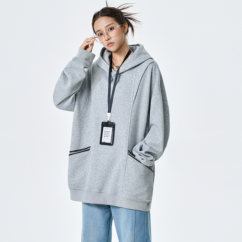 秋季时尚潮流百搭连帽卫衣长袖休闲复古运动上衣春秋套头印花秋冬