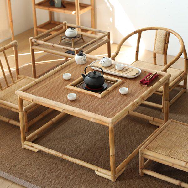 竹藤阳台泡茶桌家用烧水小茶台小型简约小户型功夫茶桌椅组合禅意